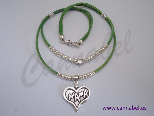 Colgante mama corazon verde cannabel 2