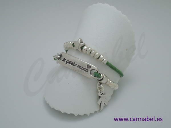 Pulsera te quiero mama verde cannabel